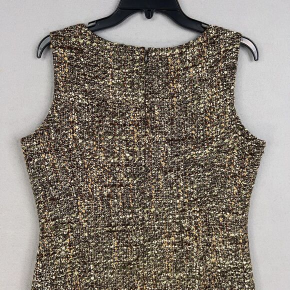 Talbots Dress Womens 12 Brown Metallic Tweed Academia Preppy Minimal Career Work - Picture 7 of 12